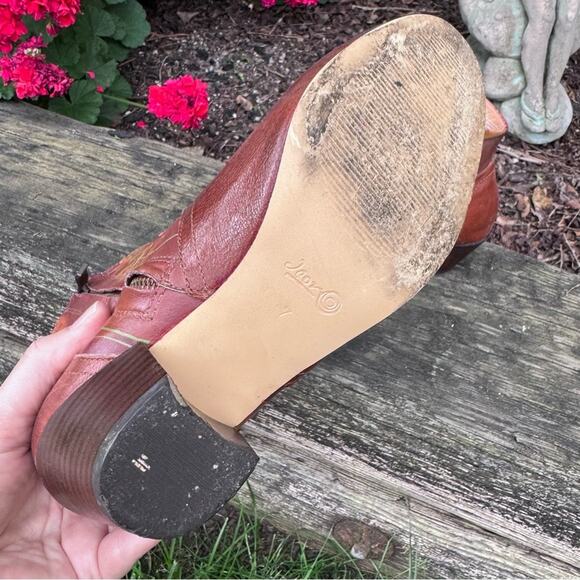 Icon Shoes Stacked Heel Zip Ankle Boot Booties Art Russian Red Women's 7 M - Picture 8 of 14